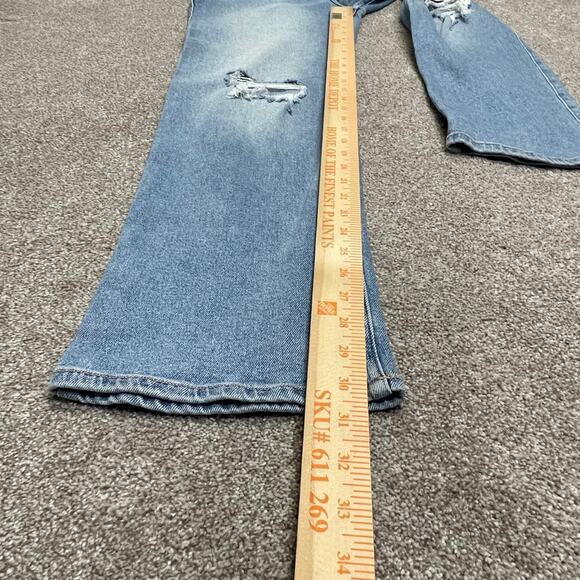 Hollister Women ultra high rise dad jean sz 0R 24x31 distress light wash stretch - Picture 6 of 12